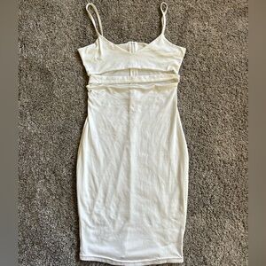 NWOT White Cut-Out Bodycon Midi Dress